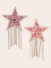 Star Shaped nipple covers with dangling silver chains and pink stones