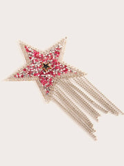 Star Shaped nipple covers with dangling silver chains and pink stones