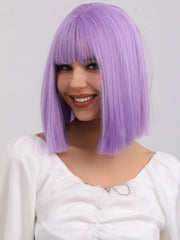 Light Purple Straight Short Hair Wig with Bangs