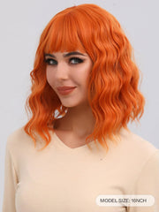 Ginger Wavy Short Hair Wig with Bangs