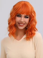 Ginger Wavy Short Hair Wig with Bangs