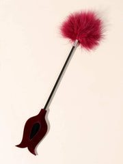 2 in 1, Red Feathery Tickler + Rose shaped velvet slapper