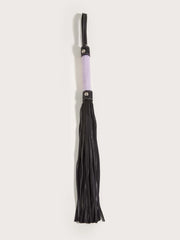 Black Leather whip with purple furry handle