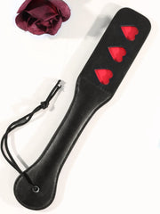 Double flapping thick leather spanker whip with heart-shaped cutouts